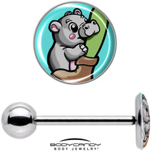 Load image into Gallery viewer, Cute Biting Baby Hippo Barbell Tongue Ring
