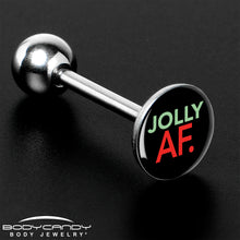 Load image into Gallery viewer, Jolly AF Festive Holiday Barbell Tongue Ring by Onyx O
