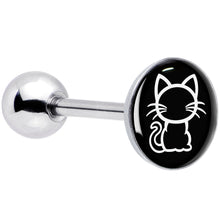 Load image into Gallery viewer, Black and White Kitty Cat Barbell Tongue Ring by Onyx O

