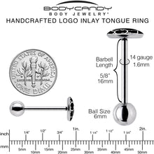 Load image into Gallery viewer, Black and White Kitty Cat Barbell Tongue Ring by Onyx O
