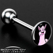 Load image into Gallery viewer, Pink Happy Llama Barbell Tongue Ring by Onyx O
