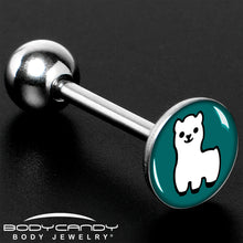Load image into Gallery viewer, White Llama Barbell Tongue Ring by Onyx O
