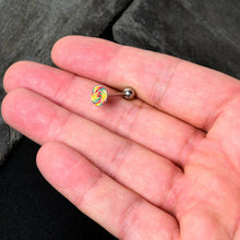 Load image into Gallery viewer, Rainbow Swirl Lollipop Barbell Tongue Ring by Onyx O
