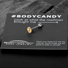 Load image into Gallery viewer, Rainbow Swirl Lollipop Barbell Tongue Ring by Onyx O
