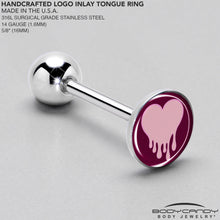 Load image into Gallery viewer, Pinkish Melting Heart Barbell Tongue Ring by Onyx O
