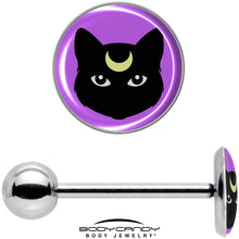Load image into Gallery viewer, Black Mystic Kitty Cat Barbell Tongue Ring by Onyx O
