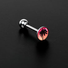 Load image into Gallery viewer, Red Sunset Palm Tree Barbell Tongue Ring by Onyx O

