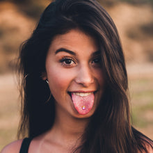 Load image into Gallery viewer, Retro Stripes Peace Sign Fingers Barbell Tongue Ring by Onyx O
