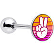 Load image into Gallery viewer, Retro Stripes Peace Sign Fingers Barbell Tongue Ring by Onyx O

