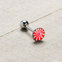 Load image into Gallery viewer, Holiday Peppermint Candy Barbell Tongue Ring
