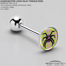 Load image into Gallery viewer, Psychedelic Spider Barbell Tongue Ring by Onyx O
