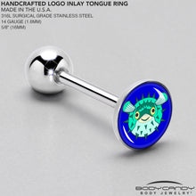Load image into Gallery viewer, Pufferfish Barbell Tongue Ring by Onyx O
