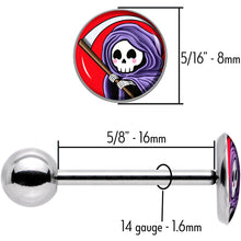 Load image into Gallery viewer, Grim Reaper Barbell Tongue Ring by Onyx O
