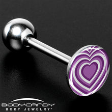 Load image into Gallery viewer, Purple Retro Heart Barbell Tongue Ring by Onyx O
