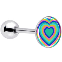 Load image into Gallery viewer, Rainbow Retro Heart Barbell Tongue Ring by Onyx O
