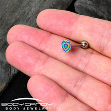 Load image into Gallery viewer, Rainbow Retro Heart Barbell Tongue Ring by Onyx O
