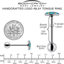 Load image into Gallery viewer, Rainbow Retro Heart Barbell Tongue Ring by Onyx O
