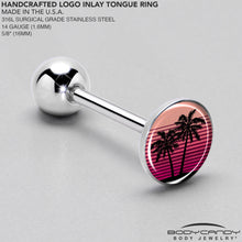 Load image into Gallery viewer, Palm Tree Retro Sunset Barbell Tongue Ring by Onyx O
