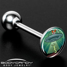 Load image into Gallery viewer, Reverse Alien UFO AbductionBarbell Tongue Ring by Onyx O
