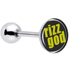 Load image into Gallery viewer, RIZZ GOD Barbell Tongue Ring by Onyx O
