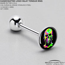 Load image into Gallery viewer, Ultra Bright Melting Skull Barbell Tongue Ring by Onyx O
