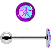 Load image into Gallery viewer, Purple Nautical Sand Dollar Barbell Tongue Ring by Onyx O
