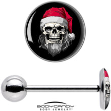 Load image into Gallery viewer, Holiday Skeleton Santa Claus Barbell Tongue Ring by Onyx O
