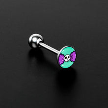 Load image into Gallery viewer, Retro Pixel Skull Barbell Tongue Ring by Onyx O

