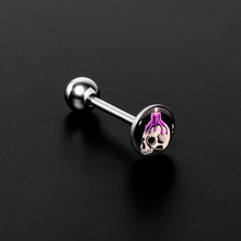 Load image into Gallery viewer, Burning Skull Candle Barbell Tongue Ring by Onyx O
