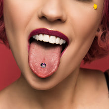 Load image into Gallery viewer, Burning Skull Candle Barbell Tongue Ring by Onyx O
