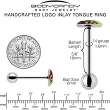 Load image into Gallery viewer, Red Haze Sunset Skull and Palms Barbell Tongue Ring by Onyx O
