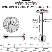 Load image into Gallery viewer, Santa Pirate Candy Cane Barbell Tongue Ring by Onyx O
