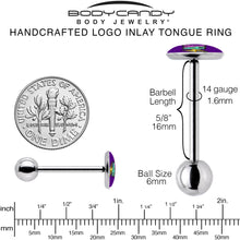 Load image into Gallery viewer, Colorful Lighting SLAY Barbell Tongue Ring by Onyx O
