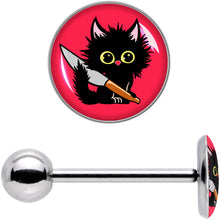 Load image into Gallery viewer, Stabby Cat Barbell Tongue Ring by Onyx O
