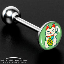 Load image into Gallery viewer, Waving Cat Barbell Tongue Ring by Onyx O
