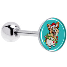 Load image into Gallery viewer, Christmas Holiday Lights Corgi Dog Barbell Tongue Ring by Onyx O

