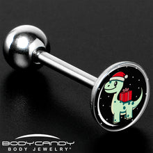Load image into Gallery viewer, Christmas Holiday Dinosaur Barbell Tongue Ring by Onyx O
