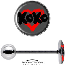 Load image into Gallery viewer, XOXO Heart Barbell Tongue Ring by Onyx O
