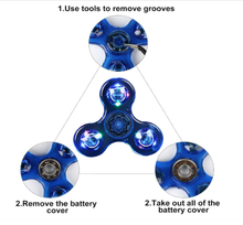 Load image into Gallery viewer, 3-Pack: LED Fidget Spinner – Light Up Spin and Glow in the Dark Sensory Toy
