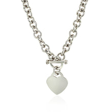 Load image into Gallery viewer, Sterling Silver Rolo Chain  with a Heart Toggle Charm and Rhodium Plating
