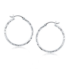 Load image into Gallery viewer, 14k White Gold Diamond Cut Hoop Earrings
