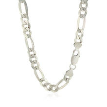 Load image into Gallery viewer, Rhodium Plated 8.1mm Sterling Silver Figaro Style Chain
