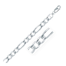 Load image into Gallery viewer, Rhodium Plated 8.8mm Sterling Silver Figaro Style Chain
