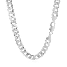 Load image into Gallery viewer, Rhodium Plated 7.2mm Sterling Silver Curb Style Chain
