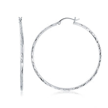 Load image into Gallery viewer, 14k White Gold Diamond Cut Hoop Earrings (1 3/4 inch Diameter)
