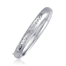 Load image into Gallery viewer, Classic Floral Carved Bangle in 14k White Gold (6.0mm)
