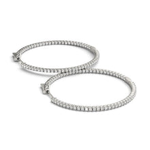 Load image into Gallery viewer, 14k White Gold Slim Two Sided Diamond Hoop Earrings (1 1/2 cttw)
