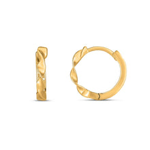 Load image into Gallery viewer, 14k Yellow Gold Twist Huggie Hoops
