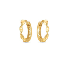 Load image into Gallery viewer, 14k Yellow Gold Twist Huggie Hoops
