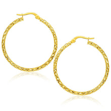 Load image into Gallery viewer, Large Textured Hoop Earrings in 10k Yellow Gold
